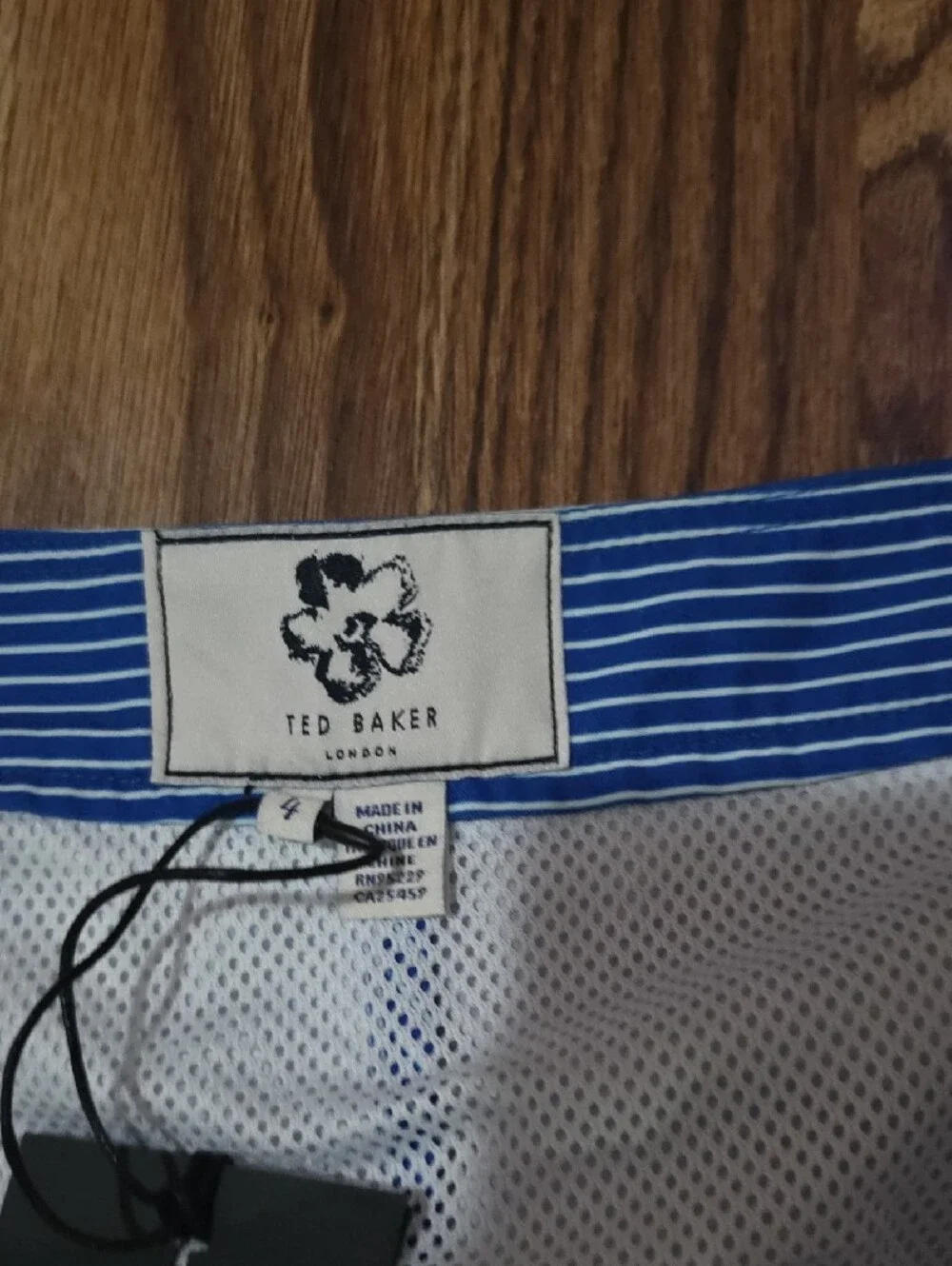 Ted Baker London Blue and White Striped Swim Trunks